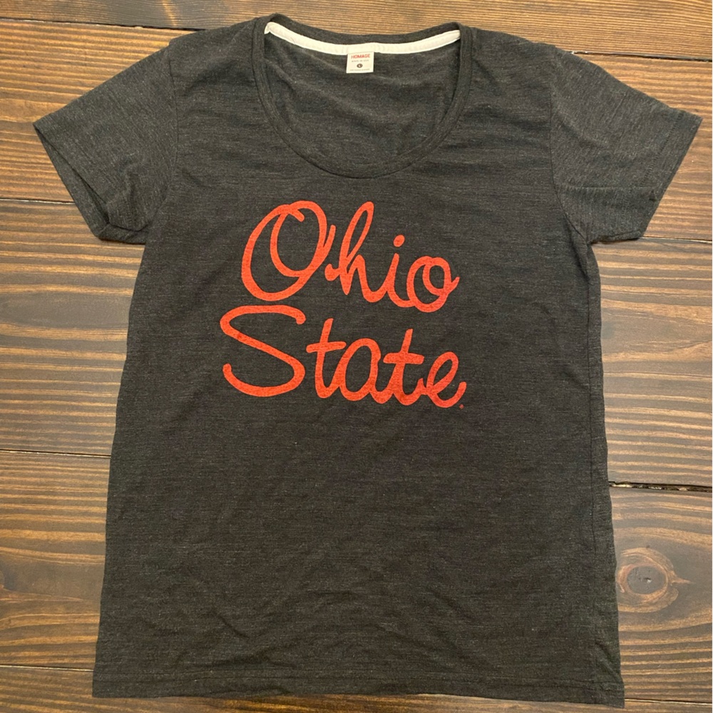 HOMAGE Charcoal Ohio State T-Shirt with Red Logo